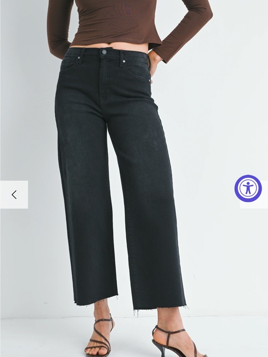 Just Black Denim - Just Black Denim Scissor Cut Wide Leg Jeans in Washed Black